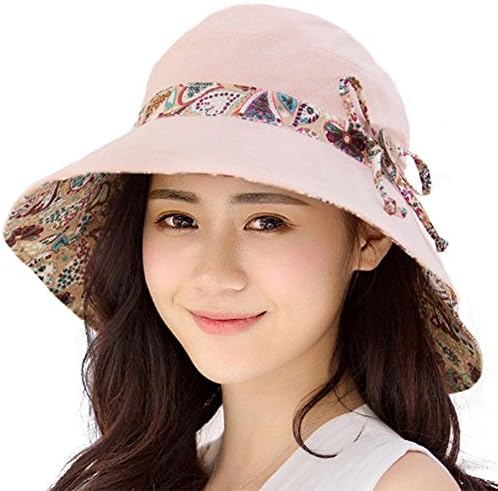 Sunbonnet, JUNLRAN Women's Sun hats Folding Sunscreen Anti-uv Large Beach Cap (Pink)