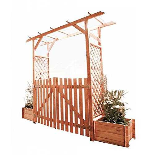 Rosenbogen BAMBERG mit Türen + 2 Pflanzkästen 200x51x208cm Rankhilfe Pergola Laubengang