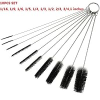 EatingBiting（R） 1/16-1inch 10pcs set length 8.2 Inch Nylon Tube Brush Pipe Cleaning Brushes Carburetor Carbon Dirt Jet Remove Cleaning Needles for Bottle Tube Machines Tattoo jewelry cell phones