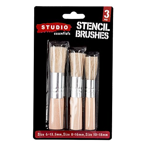 URlighting Stencil Brushes Set(3 Pcs) Natural Bristle Art Painting Brushes Perfect for for Acrylic Painting, Oil Painting, Watercolor Painting, Stencil Project, DIY Art Crafts