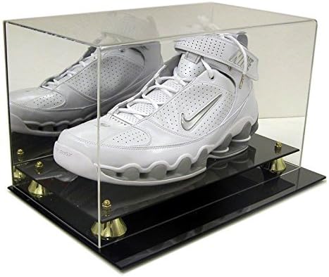 Deluxe Acrylic Size 16 Basketball Shoe Display Case w/ Mirror Back & Gold Risers by SAFTGARD SUPPLIES