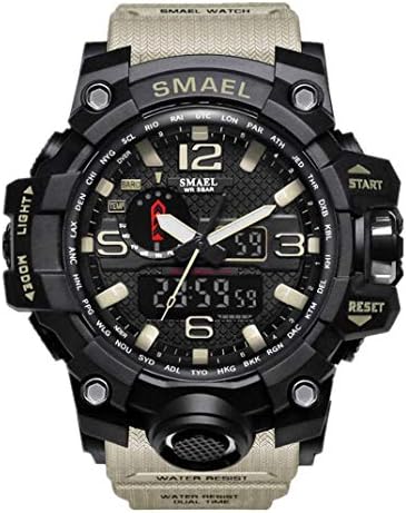 SMAEL Sports Analog Digital Watch for Men Quartz Military Wristwatch Waterproof Multifunctional Large Dial Watches