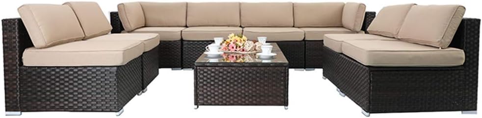 Amazon Com Phi Villa Outdoor Rattan Sectional Sofa Patio Wicker