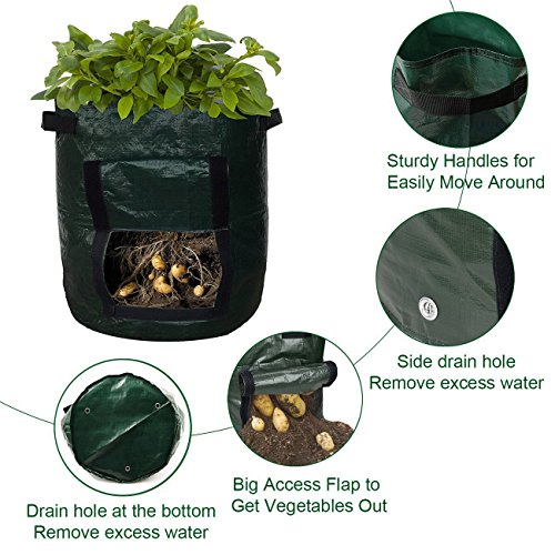 Outdoorfly Grow Bags 2-Pack 7 Gallon Potato Planter Grow Bags Indoor Grow Bags with Access Flap Raised Garden Bed for Planting Vegetables, Taro, Radish, Carrots, Onions(2PCS 7 Gal)
