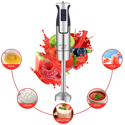 CHEW FUN Multipurpose Immersion Hand Blender Poweful 500 Watt,9-Speed,High Power Low Noise,2-in-1 includes Detachable Chopper and Egg Whisk with lifetime warranty guaranteed - Thumbnail 6