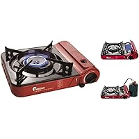 Maxsun Butane or Propane Dual Fuel Portable Gas Stove MS-3800LPG (Red), Up to 9,560BTU High Power, Camp Stove, with Carrying 
