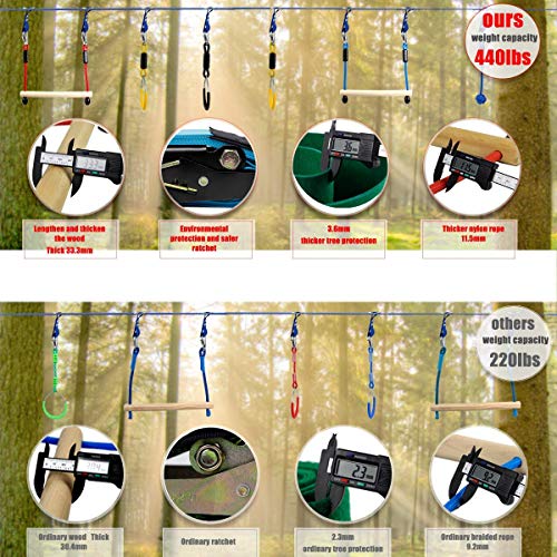 Ninja Warrior Line Obstacle Course for Kids Outside Toys -2×56ft Slackline Ninja Kit Line, Hanging Activities… - Image 3