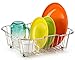 iPEGTOP Small Sink Dish Drying Rack with Rubber Feet, Kitchen Stainless Dish Drainer Organizer Over/In the Sink for Drying Glasses Bowls Plates