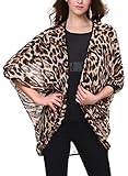 BAISHENGGT Women's Leopard Print Sheer Chiffon Cardigan Blouse
