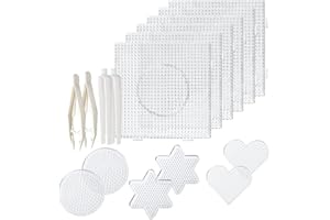Taicols 16pcs Fuse Beads Pegboards,6 Pieces Large Square Plastic Pegboards and 6 Pieces Small Fuse Beads Boards with 4 Pieces