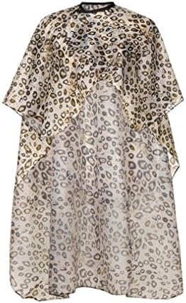 Yeefant Iron Buckle Collar Salon Cutting Hair Waterproof Adjusted Leopard Pattern Cloth Barber Gown Cape for Hairdressing Hairdresser Hair Dye, Perm, Easy to Clean and Lay Up