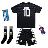 KID BOX 2018 Argentina Lionel Messi #10 Away Soccer Kids Jersey & Short Set Youth Sizes