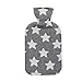 Fashy Hot Water Bottle with Star Pattern Cotton Cover (Gray,67oz)