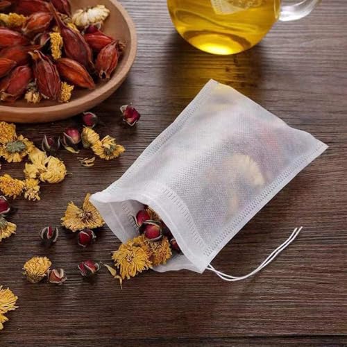 Arabest Disposable Tea Filter Bags, 400pcs Safety and Environmental Food-grade Drawstring Tea Bags, Natural Tea Filter Bags for Loose Tea, Tea Strainer Suitable for Tea, Coffee, Spice (8x10cm)