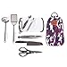 Wellmax 10-Piece Stainless Steel Camping Cooking Set – Compact All-in-One Cookware Kit with Utensils & Travel Bag for Campers, Hikers, Outdoor Adventures, Purple Camo Color