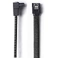 ezonpinzv Longer 7P Female to Female Data Cable Sleeved SATA 3 / SATA III 6.0 Gbps Cable with Locking Latch 90-Degree Plug 1m/3.3ft Sata Cable