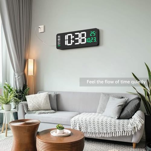 X spring Digital Wall Clock Large Display, 41CM Remote Control Wall Clock, Big Digital Clock with Clear LED Display, Adjustable Brightness, Date Week Temperature, Wall Clocks for Living Room Bedroom