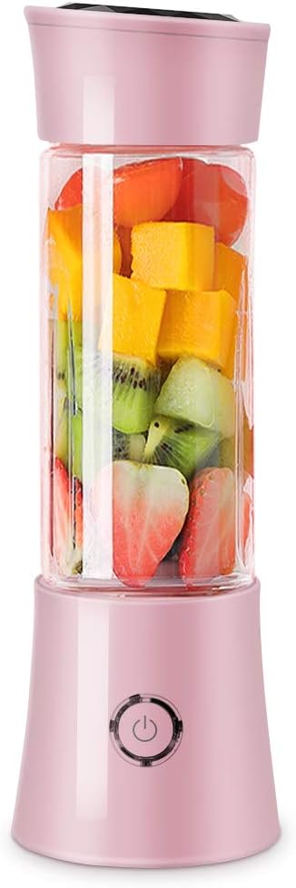 Portable Blender-Kamspark USB Rechargeable Smoothie Blender Small Blender for Work, Blending Ice Cubes Frozen Fruit Portein Smoothie Milk Shakes, Strong Motor 22000 RPM Speed, 100 Watts, Pink
