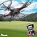 Drone with Camera, Potensic Upgraded F183D RTF Drone with New Altitude Hold, Auto Hovering Function , 2MP Camera& 5.8Ghz FPV LCD Screen Monitor(Red) …