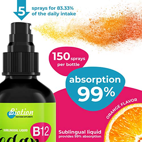 image for Biotion Vegan Vitamin B12-100% Organic Methylcobalamin Extra Strenght 