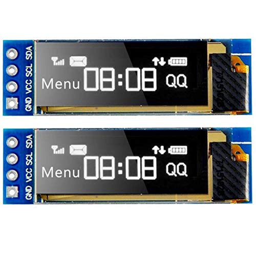 MakerFocus 2pcs I2C OLED Display Module 0.91 Inch I2C SSD1306 OLED Display Module White I2C OLED Screen Driver DC 3.3V~5V for Arduino