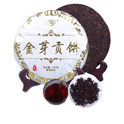 357g ï¼0.787LBï¼ Reifer Pu'er-Tee Alter Puer-Tee Yunnan Golden Bud Tribute Cake Puer-Tee Schwarzer Tee Gekochter Pu-Erh-Tee Pu-Erh-Tee Chinesischer Tee Gesunder Puerh-Tee Roter Tee Grüner Guter Shu Cha