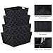 LEAVINSKY Woven Storage Box, Woven Strap Storage Basket Bin Container, Stackable Storage Basket, Woven Strap Shelf Organizer, Nylon Storage Basket for Closet, Office, 4 Pack, Black