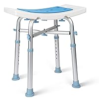 OasisSpace Heavy Duty Shower Chair 500lb, Padded Bath Seat with Height Adjustable Tube - Medical Tool Free Anti-Slip Shower B
