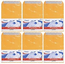 Mead Press-It Seal-It Envelopes, 10 x 13 Inches, Office Pack, 20 Per Pack, 6 Pack = Total 120 Envelopes