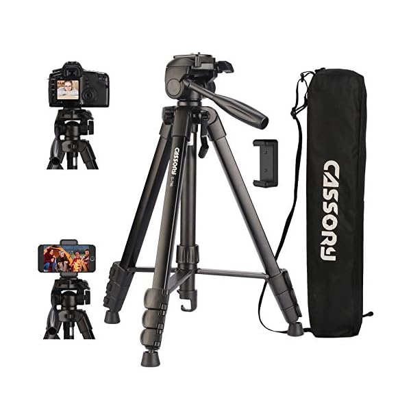 Kamerastativ 59-Zoll, 6 kg Stativ für Kamera und Telefon, Leichter Aluminium-Universal-Videokamerastativständer mit…