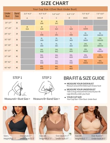 PoseFree Womens Seamless Wireless Supportive Bra Push Up Comfort Soft No Underwire Full Coverage T-Shirt Bra