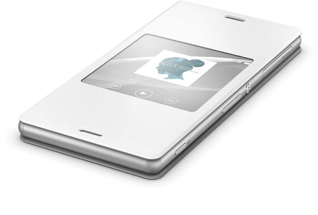 Sony Mobile Protective Flip Folio Smart Style Window Case Cover for Sony Xperia Z3 - White