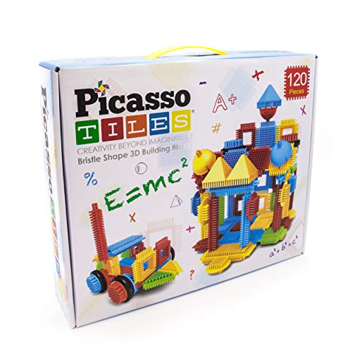 Picasso Toys PTB120 120pc Bristle Lock Tiles Toy Construction Building Blocks STEM Learning 