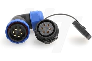 HANGTON CONNECT HangTon HE29 6 Pin Bulkhead Plastic Waterproof Connector Threaded Outdoor Industrial Electrical Power Circular Male Female Angled Wire Cable Plug + Panel Socket (6 pin)