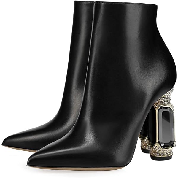 TinaCus Women's Genuine Leather Ankle Boots - Side Zipper, Round Toe, Low Chunky Heel