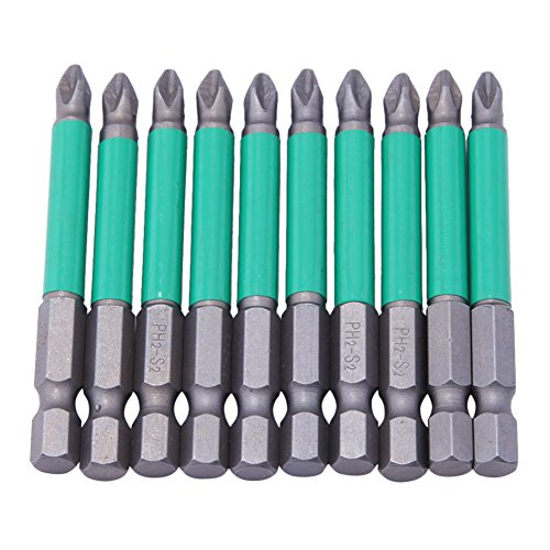 Matefield 10Pcs 65mm Magnetic Non Anti Slip Long Reach Electric Screwdriver Bits PH2