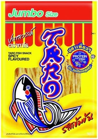 TARO FISH SNACK FULL-FLAVOURED **Jumbo Size -1.9 Oz/54g per pack,(Pack of 6),Concentrated Spicy Flavoured,High Protein,Try It !You'll Like It