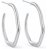 Waterproof Hoop Earrings for Woman | Hypoallergenic Earrings | 18K Real Gold PVD Plated | Silver Hoops | Gold Hoops | Chunky Earrings | Tarnish Free Jewelry