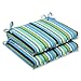 Pillow Perfect Stripe Indoor/Outdoor Square Corner Chair Seat Cushion with Ties, Plush Fiber Fill, Weather, and Fade Resistant, 16