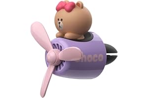 MYMM Car fragrance diffuser pilot air outlet fragrance diffuser cartoon rotating fan leaf perfume cute cartoon shape perfume air freshener with 2 fragrances (butterfly bear)