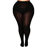 MERYLURE Ultra Plus Size Tights for Women Up To 6x, Semi Opaque Control Top Nylon Pantyhose,High Waist Fashion Stockings