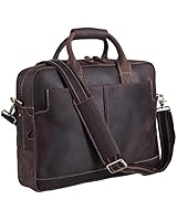 Polare Men's Sturdy Genuine Leather 17'' Laptop Bag Briefcase Shoulder Bag