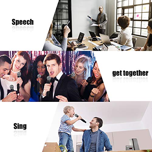GEARDON Wireless Microphone System 4 Handheld Professional Fixed Frequency Channel Cordless Mics Set UHF Microphones With Rechargeable Receiver for Karaoke,Parties,Church,Speaker