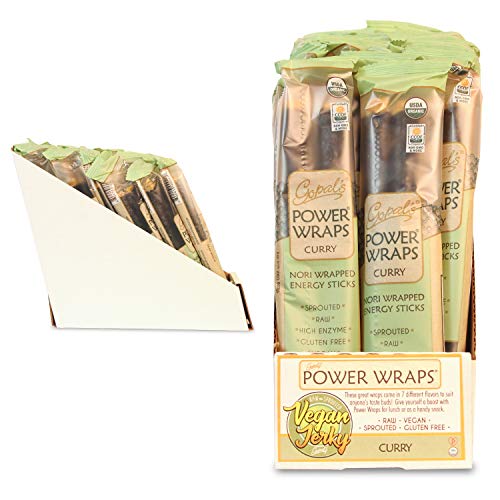 Gopal's Curry Power Wraps, Vegan and Gluten-Free Organic Food, Raw and USDA Certified Nori-Wrapped Energy Sticks 1.8 Ounces (Pack of 24)