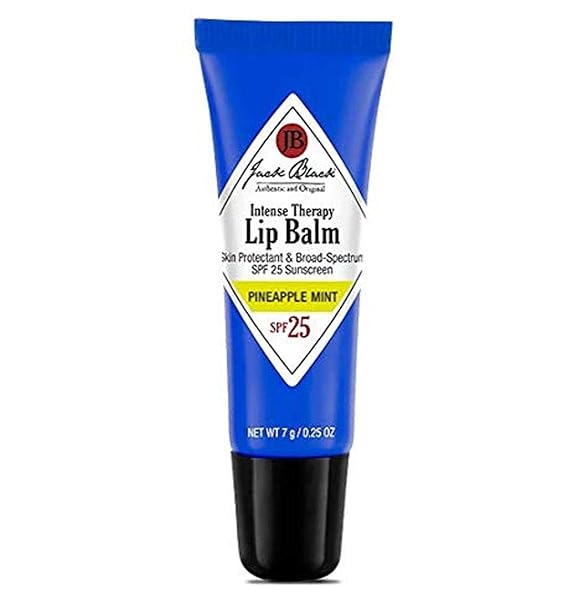 JACK BLACK – INTENSE THERAPY LIP BALM SPF 25, 0.25 FL OZ – GREEN TEA ANTIOXIDANTS, LONG LASTING TREATMENT, BROAD-SPECTRUM UVA AND UVB PROTECTION, PINEAPPLE MINT FLAVOR, 0.25 OZ.