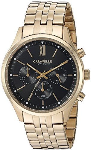 Caravelle New York Men's Quartz and Stainless-Steel Dress Watch, Color:Gold-Toned (Model: 44A108)