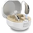 Rechargeable Hearing Aids for Seniors Severe Hearing Loss Earrck Hearing Amplifier with Noise Cancelling Hearing Aid with Volume Control Dual Micphone (Silver)