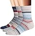 Flora&Fred Men's 3 Pair Pack Vintage Style Pioneer Stripe Cotton Crew Socks