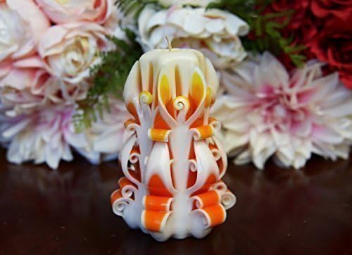 Carved Magic Candles Scented Yellow Orange and White Wedding, Birthday, Holiday &amp; Home Decoration Mother's Day Gift