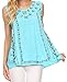Sakkas Koonya Long Light Scoop Neck Nature Embroidered Sleeveless Tank Top Blouse